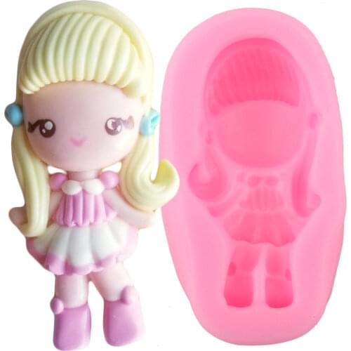 DIY Girls Silicone Molds Princess Cupcake Topper Fondant Chocolate Candy Polymer Clay Mold Baby Birthday Cake Decorating Tools