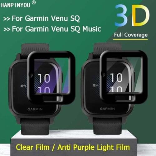 For Garmin Venu SQ / Music Full Cover 3D Curved Clear / Anti Purple Light Plating Soft PMMA PET Film Screen Protector -Not Glass