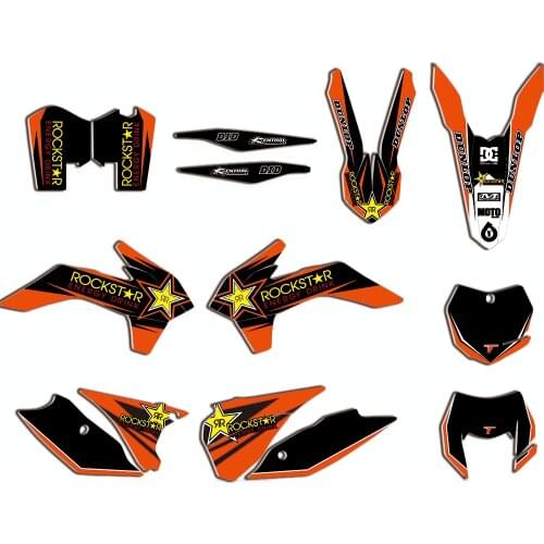 For KTM 125 250 350 450 EXC XCW XCF-W 2014 2015 2016 Decal And Sticker Kit Custom Number Motocross Racing Fairing Graphic