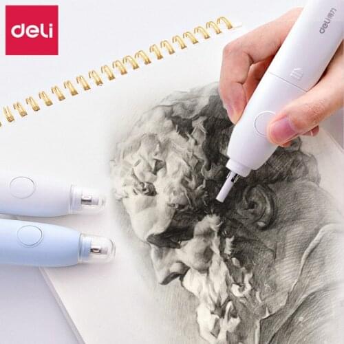 Deli Electric Eraser Kawaii Student No Traces Automatic Eraser with Refill Painting Writing Wipe Office School Stationery Supply
