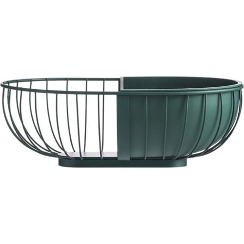 European Wrought Iron Fruit Basket Metal Wire Hollow Out Drain Bowl Snacks Storage Dish Stand for Living Room Kitchen