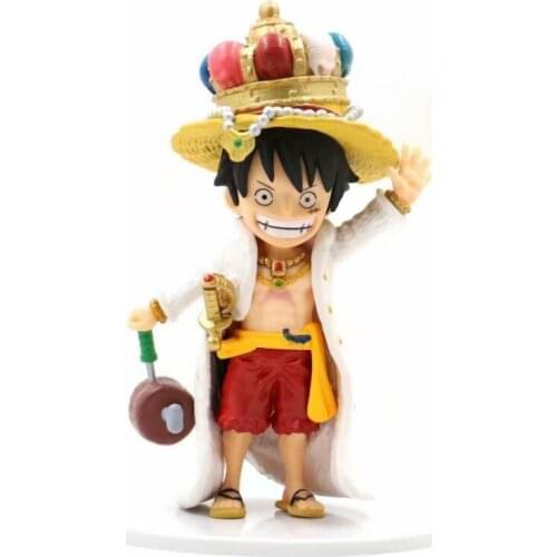 17CM Japanese anime figure one piece Q version luffy Crown straw hat ver action figure collectible model toys for boys