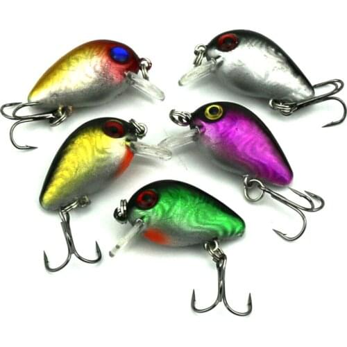 HENGJIA hard plastic diving mini crankbaits artificial wobblers trout catfish fishing lures pesca swimbaits 3cm 1.5g 10#hooks