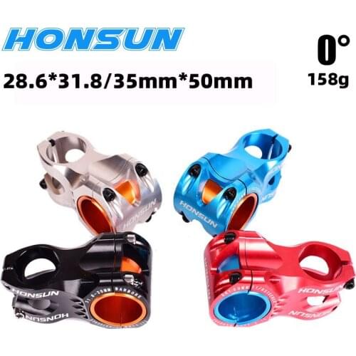 HONSUN MTB 50mm Stem CNC 35mm 31.8mm Handlebar Bicycle ultralight 0 Degree Rise XC AM Enduro 28.6mm Steerer Mountain Bike parts