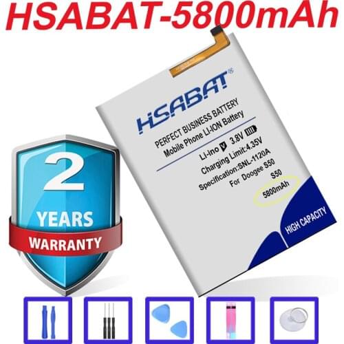 HSABAT Top Brand 100% New 5800mAh Battery for Doogee S50 in stock