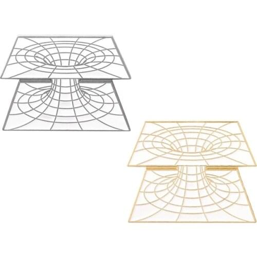 Personality Creative Geometry Metal Enamel Brooch Double Layer Visual Illusion Stereo Badge Pin trendy Unique Costume Jewelry