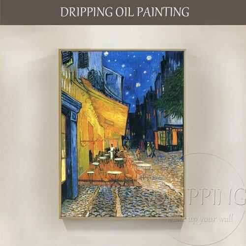 Skilled Artist Hand-painted Van Goghs Impressionist Landscape Cafe Terrace Place of Forum Arles Oil Painting For Living Room
