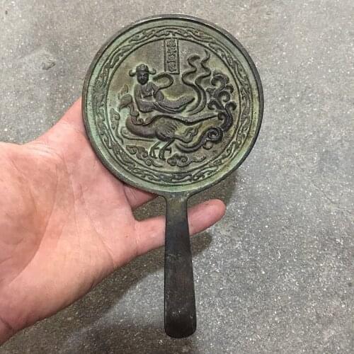 Red-crowned crane bronze mirror, Exquisite handicrafts, bronze mirror ornaments, Old fashioned bronze mirror