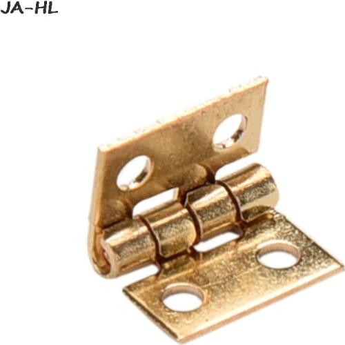 Brass Plated Mini Hinge Small Decorative Jewelry Wooden Box Cabinet Door Hinges With Nails Dollhouse Furniture Acc 10Pcs