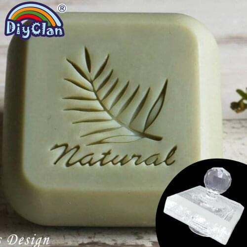 Cute Coconut Leaf Soap Stamp Vanilla Clear Diy Natural Organic Stamps Glass Soap Seal With Handle Soap Making Tools Custom
