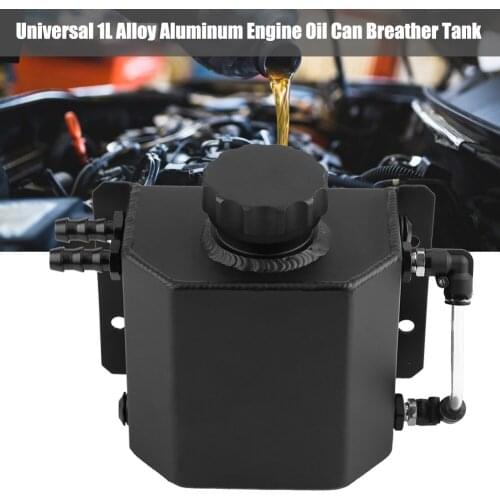 Car Modified 1L Alloy Aluminum Engine Oil Catch Can Breather Tank Bottle with Drain Plug Black Anti Corrosion Car Accessories