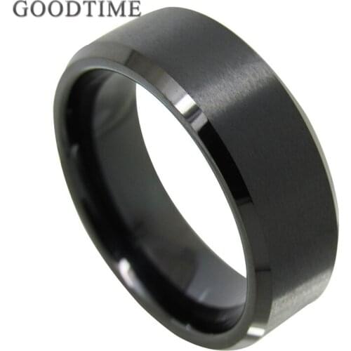 Fashion Men Tungsten Carbide Ring Engagement Wedding Band Electroplating Black Tungsten Ring Jewelry Gift For Male