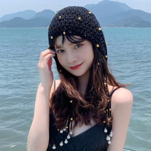 Fairy Fashion Temperament Vintage Knitting Beanies Tassel Head Wear Hat Accessories For Women Party Dance