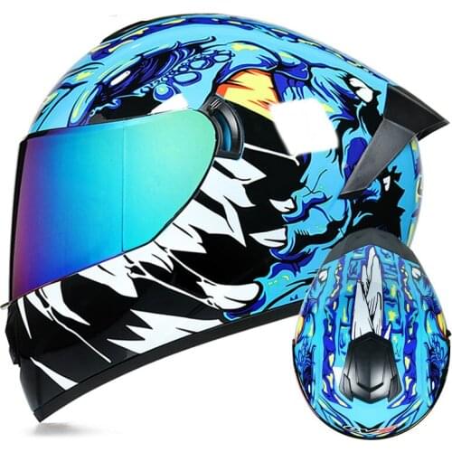 DOT Approved Safety Motorcycle Helmets Full Face Dual Lens Racing Helmet Strong Resistance Off Road Helmet 17