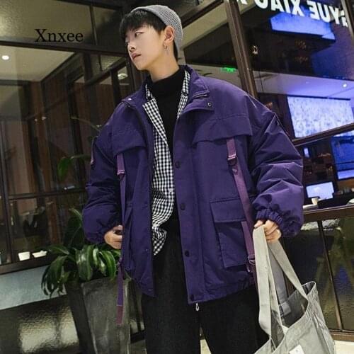 2021 Mens Winter Jacket Ribbon Pocket Thicken Hip Hop Streetwear Parka Casual Thicken Mens Jacket Mens