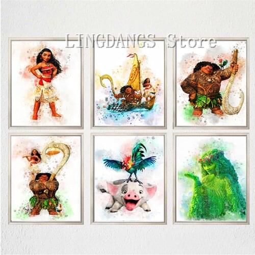 Disney Moana 5d Diy Diamond Painting Maui Pua Hei Hei Tafiti Poster By Numbers Diamond Mosaic Cross Stitch For Baby Room Decor
