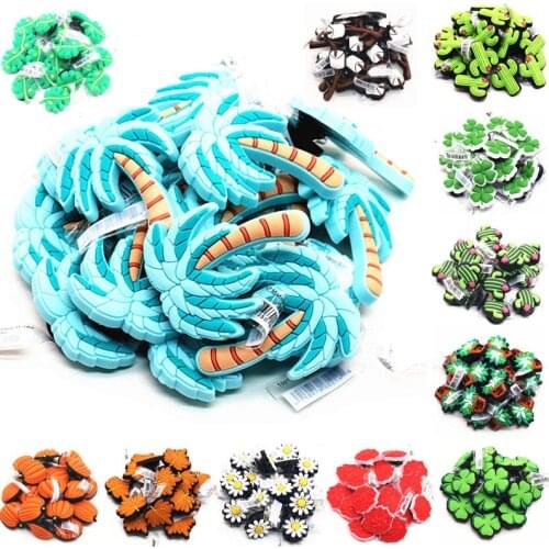 Wholesale Daisy Pumpkin Leaves Shoe Charms Decorations Novelty Green Plants PVC Shoes Accessories fit Croc JIBZ X-mas Kids Gifts