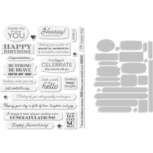 Text Border Seal Stamp with Cutting Dies Stencil DIY Scrapbooking Emboss Photo