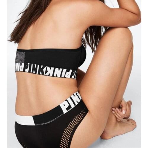 PINK Letter Sexy Women Panties Underwear Seamless Briefs Cotton Thongs Hollow Out G-String Lady Intimates Sport Girls Lingerie