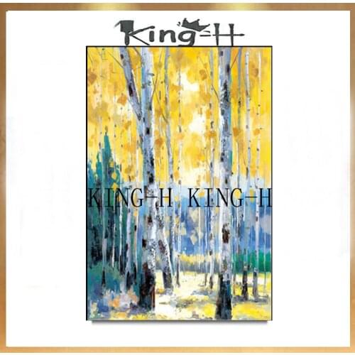 Hand draw thick oil landscape oil painting red knife tree and household adornment art hotel lobby wall art free shipping