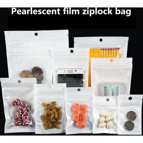 50Pcs Self Sealing Zipper Bag Resealable Packaging Bag Pouches Parts Jewelry Data Cable Storage Bag Pearlescent Film Ziplock Bag