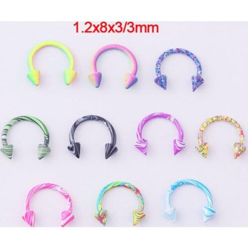 10pcs Stainless Steel Nose Stud Colorful C-shape Piercing Earring Nose Ring Prong Fashion Body Piercing Jewelry(Random Mixed)