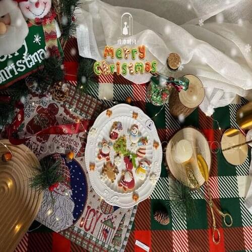 Rustic European Retro Mediterranean Style Placemat Tablecloth For Students Lovely Santa Claus