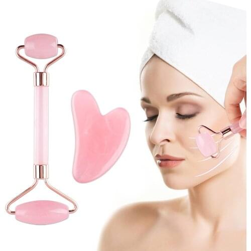 2pcs/set Resin Face Massage Roller Gua Sha Scraper Board Face Lift Up Wrinkle Remover Gouache Scraper Facial Lifting Skin Care
