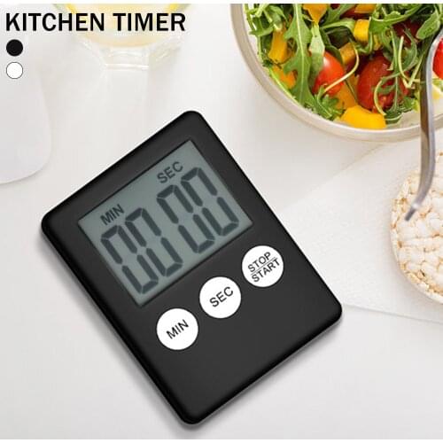 Super Thin LCD Digital Screen Kitchen Timer Square Home Kitchen Mini Countdown Alarm Magnet Clock Sleep Stopwatch Clock Timer