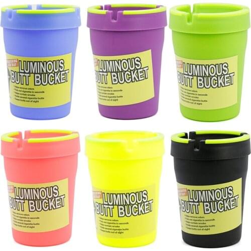 Luminous Car Ashtray fashion plastic smokeless urable Ashtray Black Pink Yellow Blue Purple Green