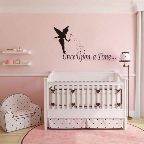 Tinkerbell Fairy Girls Once Upon Vinyl Wall Sticker Art Wallpaper for Kids Children Babys Room Wall Decor Mural Decal Decoration
