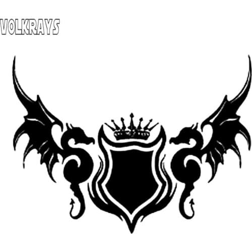 Volkrays Personality Car Sticker Dragon Car-styling Motorcycle Accessories Reflective Vinyl Decal Black/Silver,13cm*19cm