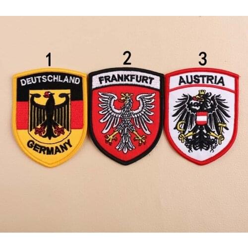 High Quality Deutschland Austria Frankfurt Badges Iron On Patches for Clothes 3D Diy Embroidery Letter Eagle Aplliques