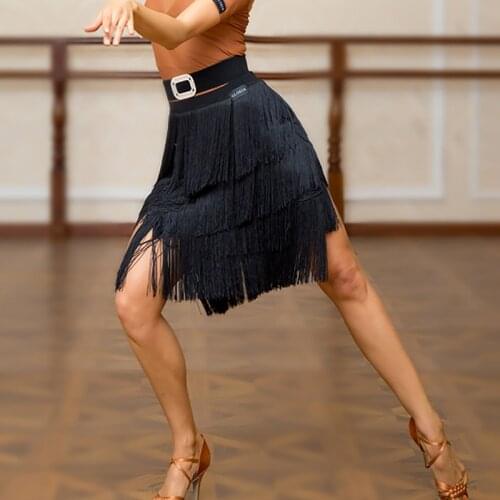 Women Latin Dance Fringe Skirts Tassel Salsa Skirt Latina Ballroom ChaCha Competition Costume Argentine Tango Clothes JL1090
