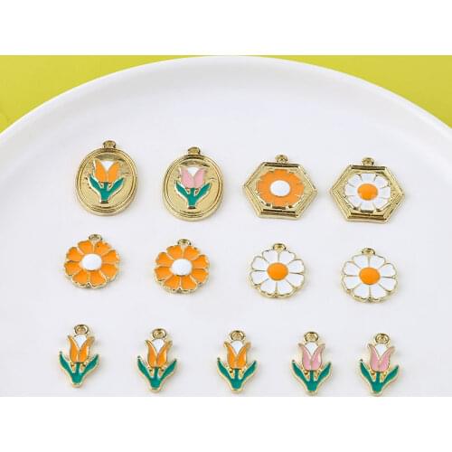 4pcs Hot Style Ladies tulip flower sunflower Earrings For Women 2020 geometric pendant DIY jewelry earrings accessories material