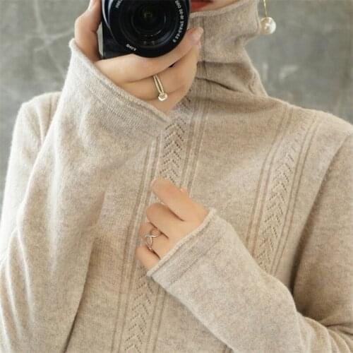 New Turtleneck Cashmere Woman Sweaters Knitted Loose Solid Color Pullover Long Sleeve Autumn Winter Warm Fashion Womens Sweaters