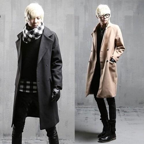 Winter men korean style fashion long wool overcoat abrigo hombre mens casual warm outwear coat woolen slim trench jacket for man