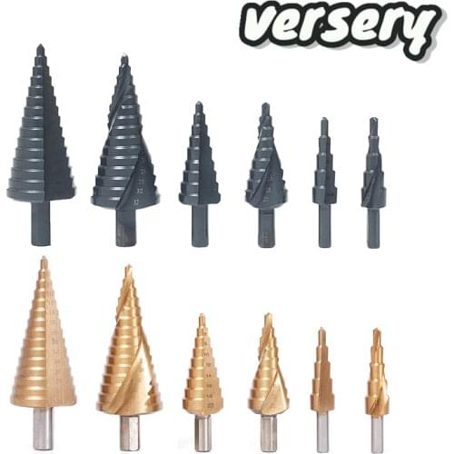 1PC Hss Titanium Step Drill Bit 4-12/4-20/4-32mm Nitriding Step Cone Cutting Tools Steel Woodworking Metal Drilling hole saw