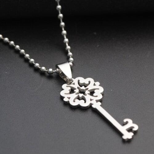 10 stainless steel retro flower key necklace love heart lock unique symbol key snowflake unlocking tool hollow key love necklace