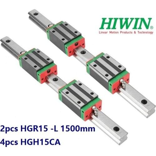 2pcs 100% Original Hiwin rail HGR15 -L 1500mm + 4pcs HGH15CA narrow blocks for cnc