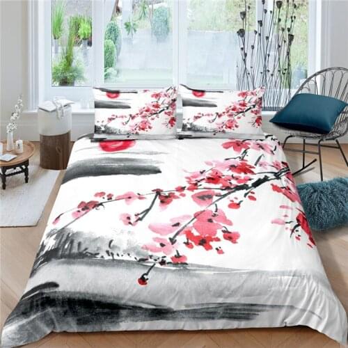 Luxury 3D Plum Flower Print 2/3Pcs Kids Adult Bedding Set Comfortable Animal Duvet Cover Pillowcase Home Textile Queen/King Size