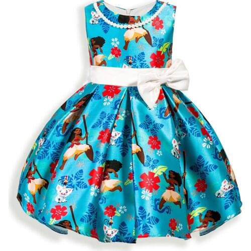 2017 Moana princess dress Baby girl Little Girls colouful soft PartyDresses Birthday Dress Performance Christmas kid Clothes
