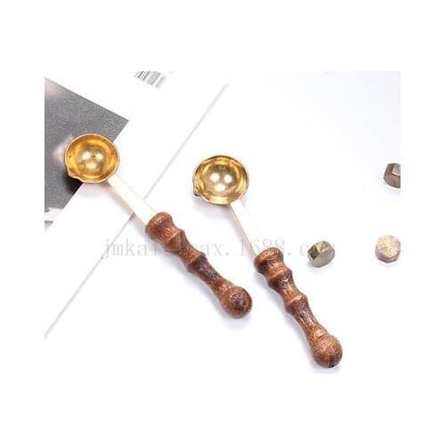 3Pcs Sealing Wax Spoon Vintage Wax Sealing Spoon Melting Wood Handle Retro Wax Stamping Spoons For Envelope Wedding Invitation