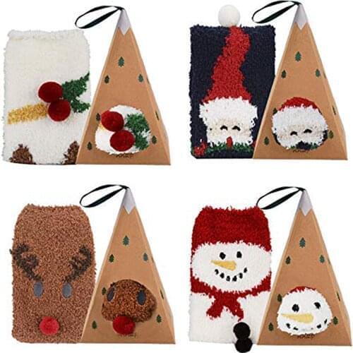 4 Pairs Christmas Stockings Holiday Fluffy Plush Slipper Socks Cozy Xmas Sock Winter Warm Thick Home Socks Gifts