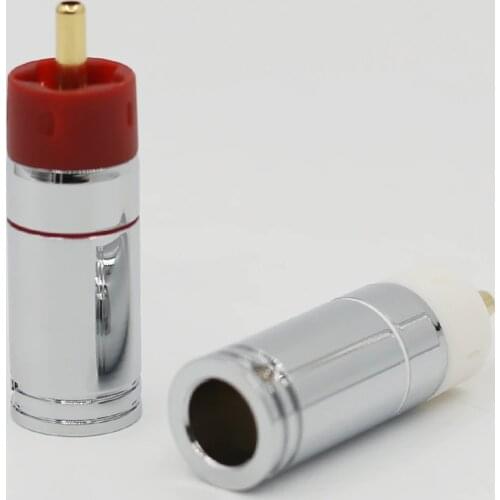 4pcs High Quality Hifi DIY 9mm Silver plated or Gold Plated Brass RCA Plug Connectors rca