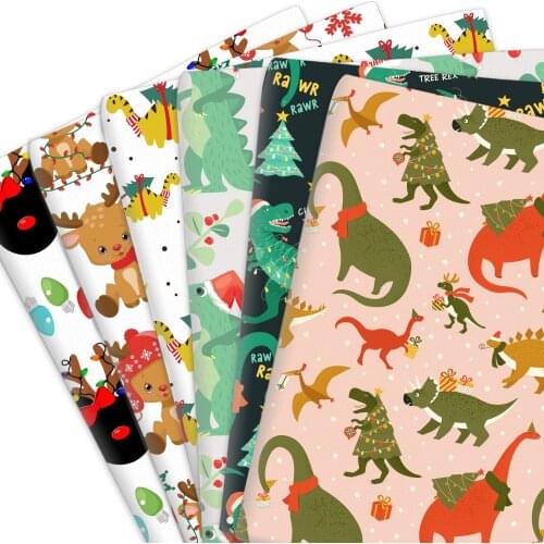 50*145cm Dinosaurs Christmas 100% Or Polyester Cotton Fabric Sewing Quilting Patchwork Quilt Material Needlework DIY Cloth