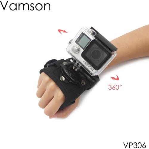 Vamson for Go Pro Accessories 360 Degree Rotation Hand Strap Wrist Mount for Gopro Hero 6 Action Camera