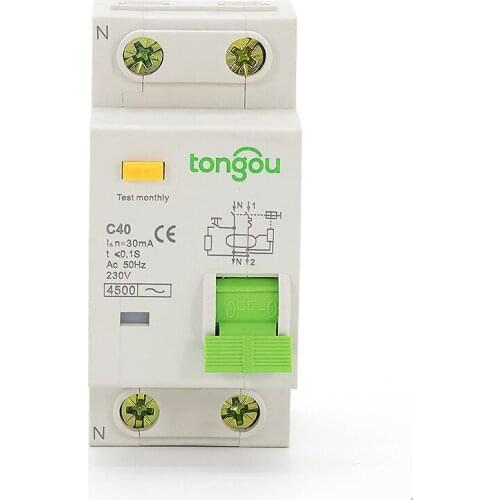 2P 1P+N Residual Current Circuit breaker With Over Current and Leakage Protection 40A 30mA 230V~ 50HZ/60HZ RCBO