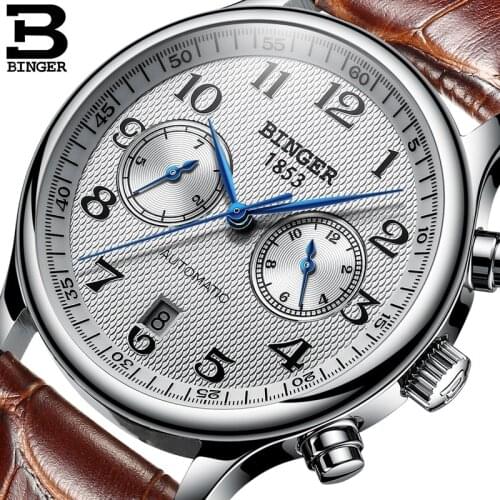 Switzerland Binger Luxury Brand Mens Watches Relogio Waterproof Watch Male Automatic Mechanical Men Watch Sapphire B-603-54 new