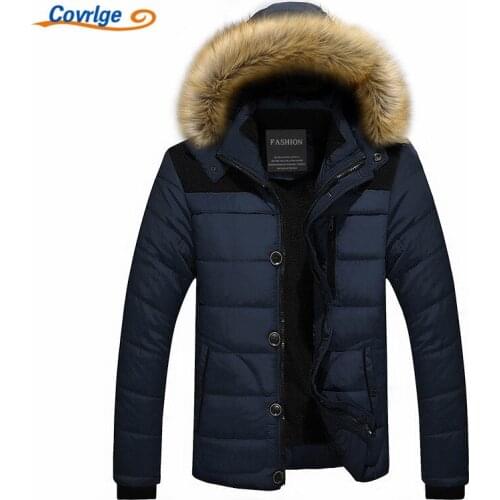 Covrlge Brand Winter Jacket Men New Parka Coat Men Overseas Fur Hood Male Jacket Cold Casual Parks M-4XL 5XL MWM009